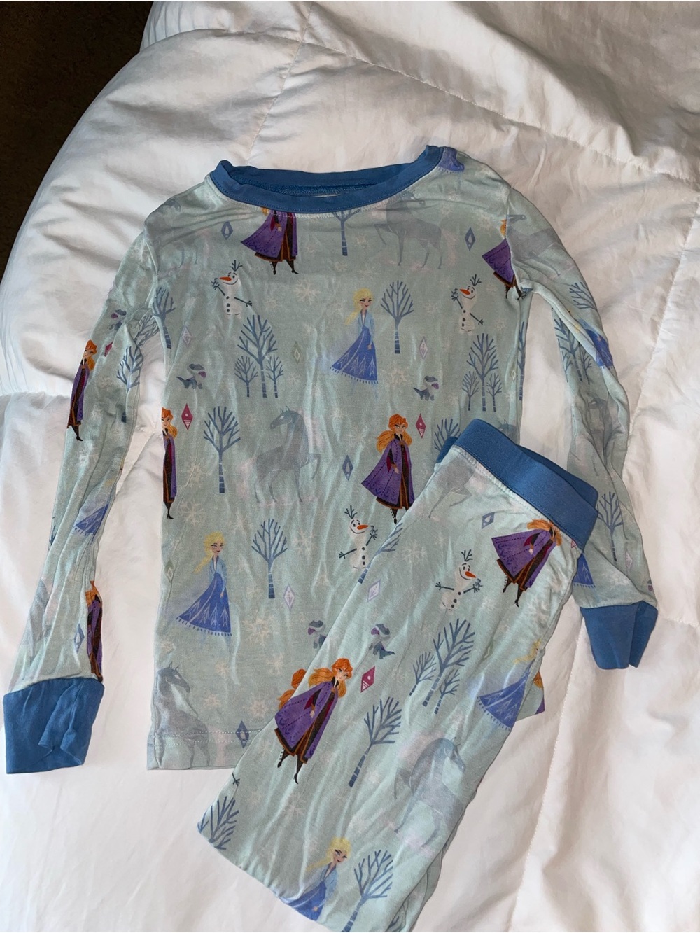 Little Sleepies Light Blue Frozen Character Pajama Set with Blue Trim